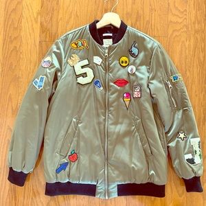 Zara Oversized Bomber with Patches, size small.